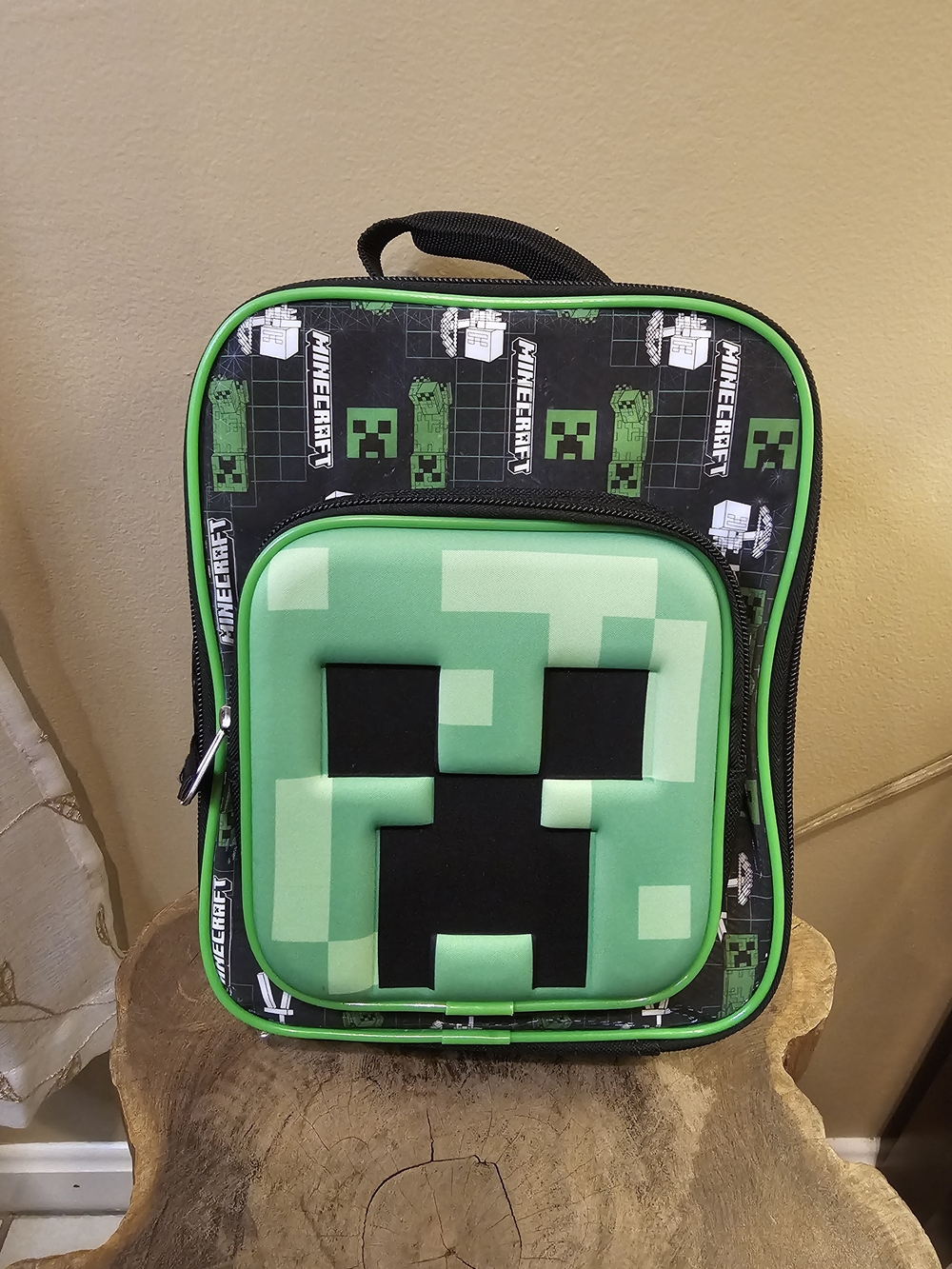 Minecraft Creeper Insulated Lunch Bag-green Black